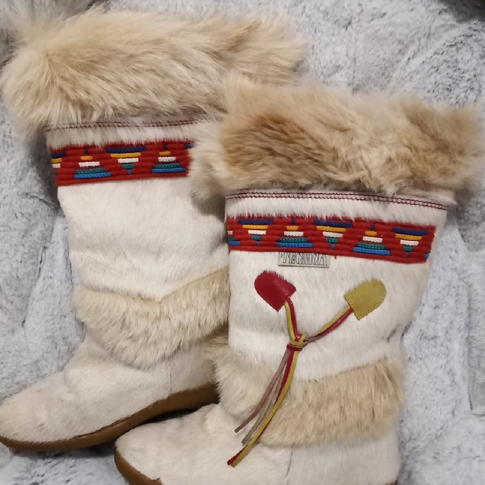 Tecnica Fur Boots with Tribal Accents